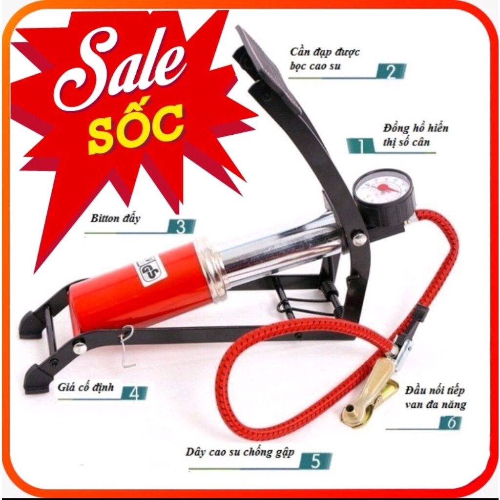 [hàng loại 1] [xả kho]bơm hơi đạp chân mini xe đạp - xe máy - oto