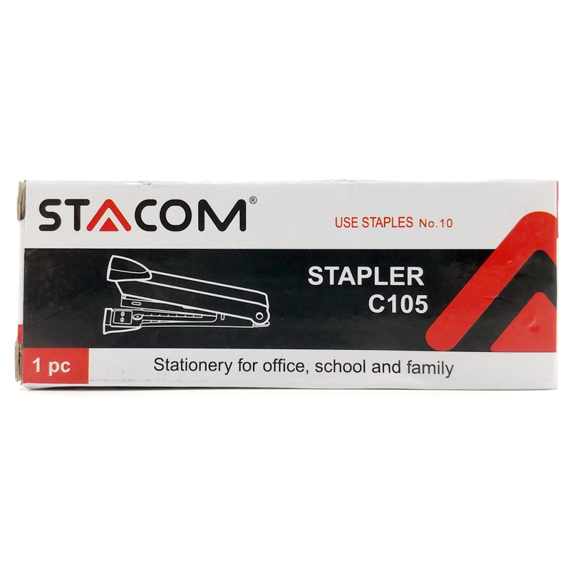 Bấm kim học sinh văn phòng stacom - sử dụng kim số 10, có thể bấm tối đa 12 tờ - với thiết kế thân inox - kiểu dáng đơn giản, chất lượng ưu việt - c105