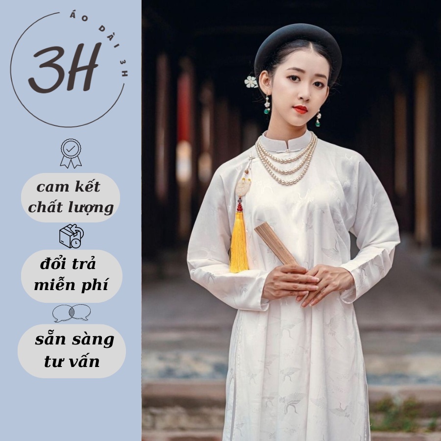 Long neck dress, Vietnamese dress quinquagenarian body sleeve tunics material brocade silk -- long 3H