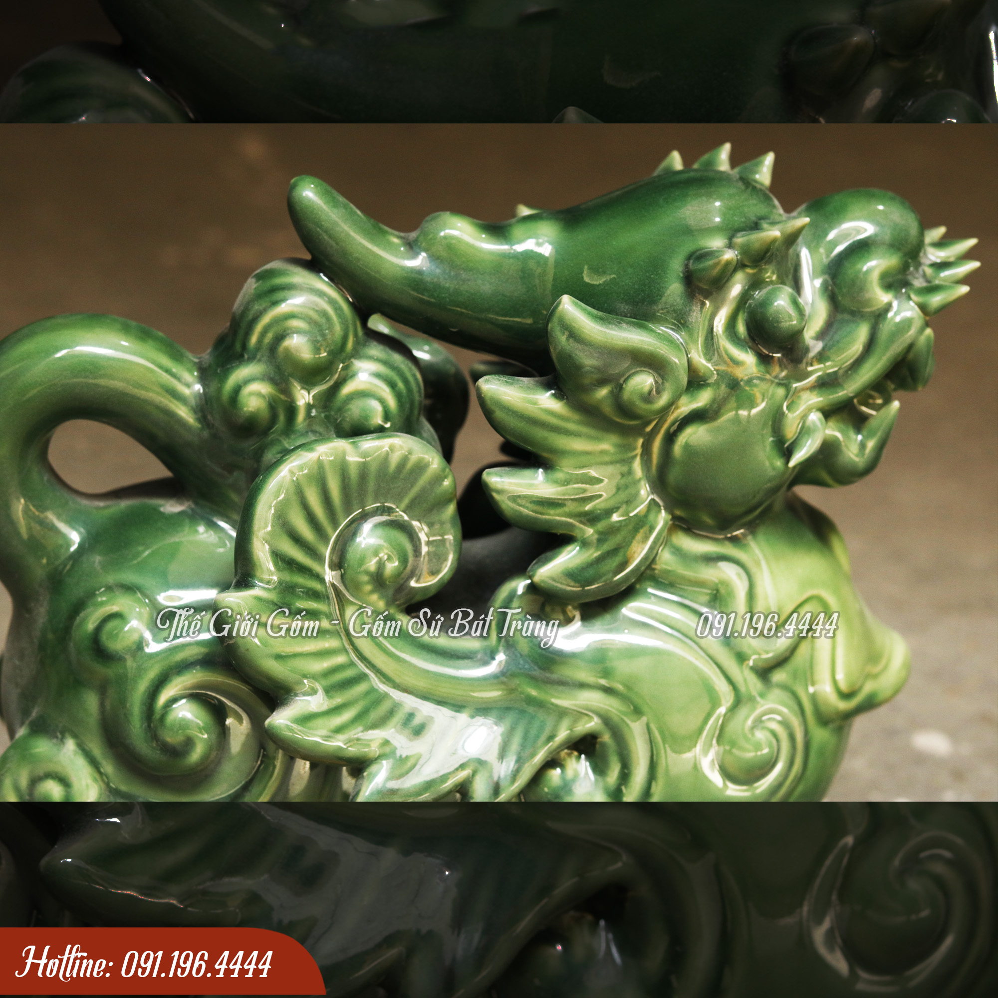 Tỳ Hưu gốm sứ Bát Tràng men rạn đắp nổi thủ công