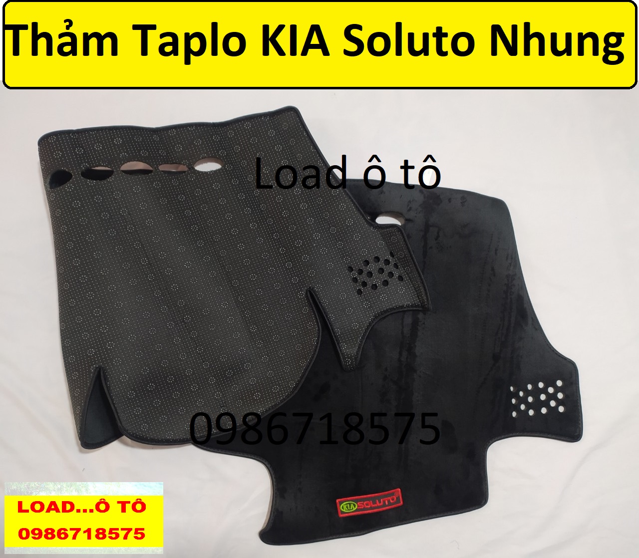 Thảm nhung taplo cho xe kia soluto 2023-2019 mẫu nhung cao cấp