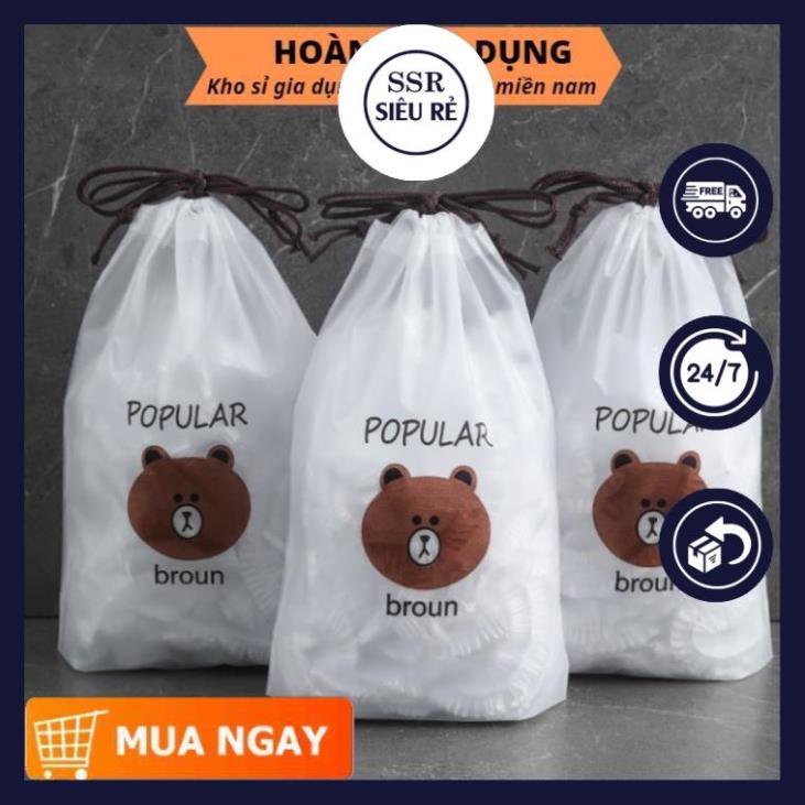 Set 100 Màng Bọc Thực Phẩm Có Túi Đựng Hình Gấu