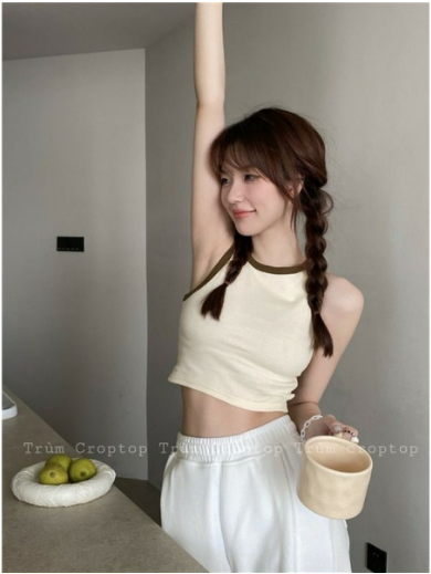 Croptop Ba lỗ phối viền ôm body