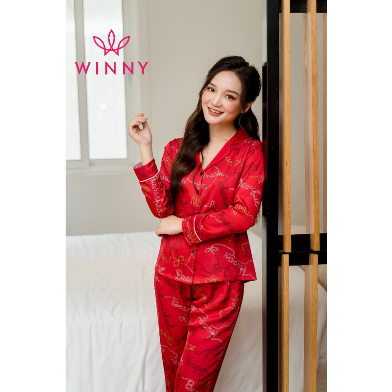 WINNY - Bộ đồ lụa tay dài quần dài mặc nhà 1MNSA21564D