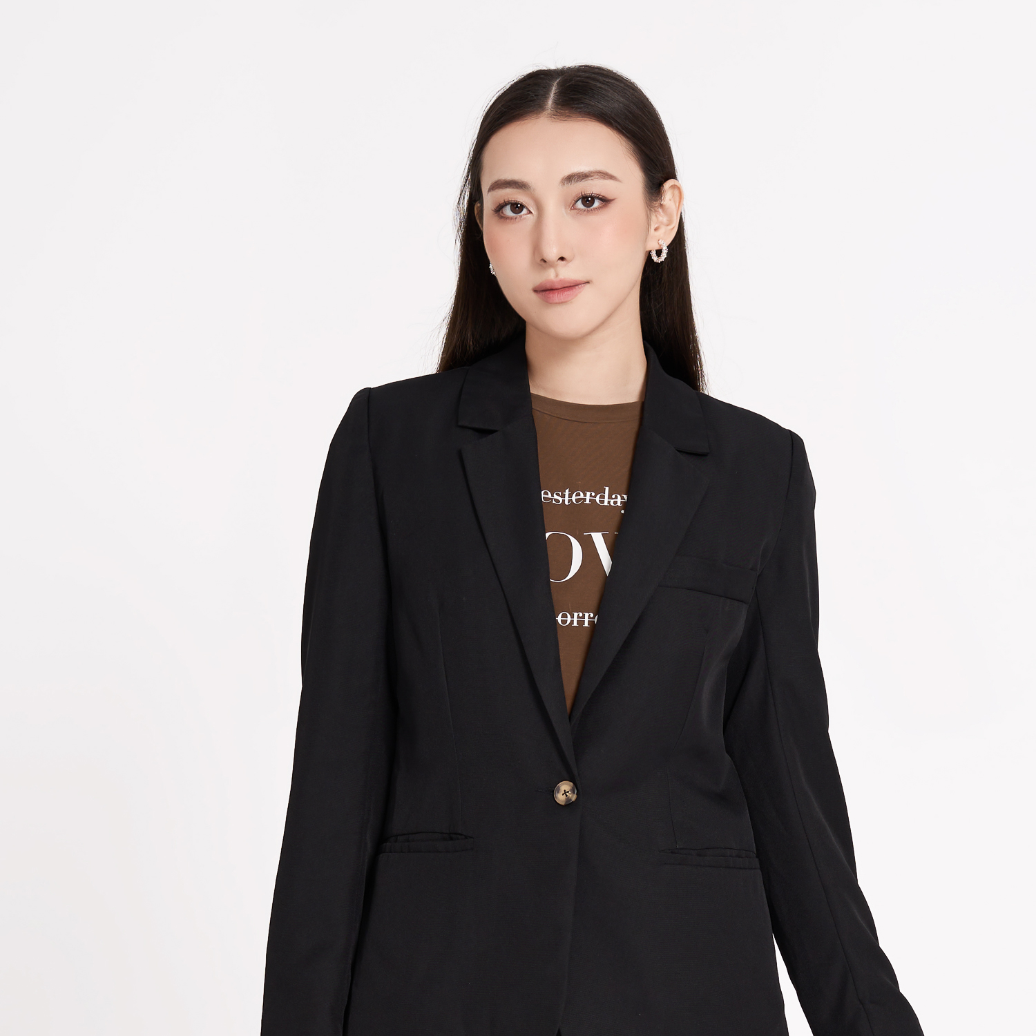 Áo blazer suông cotton Maybi