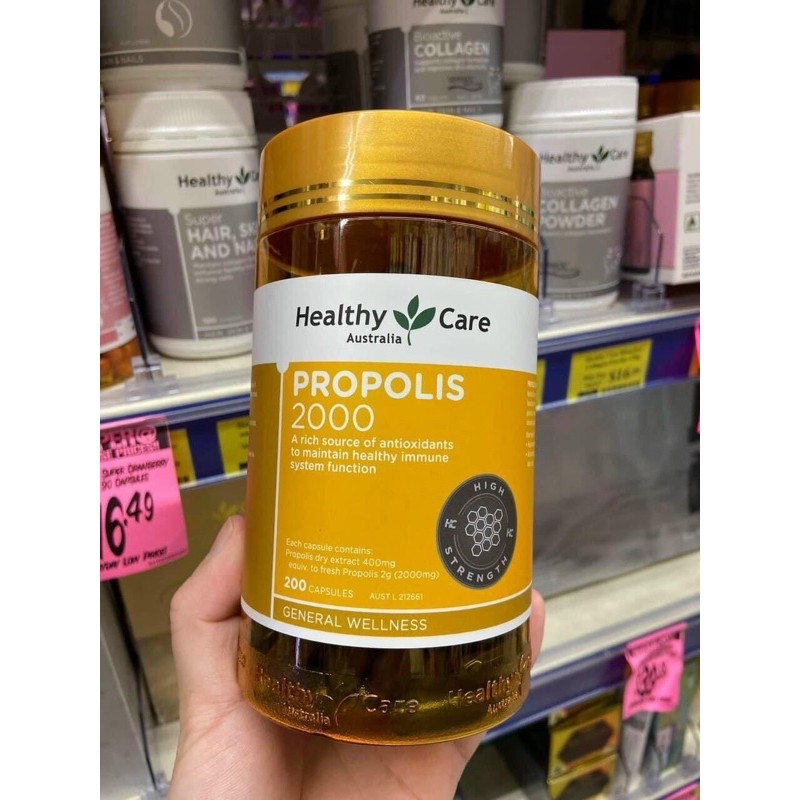 Viên uống keo ong Healthy Care Propolis 2000mg 200 viên của Úc