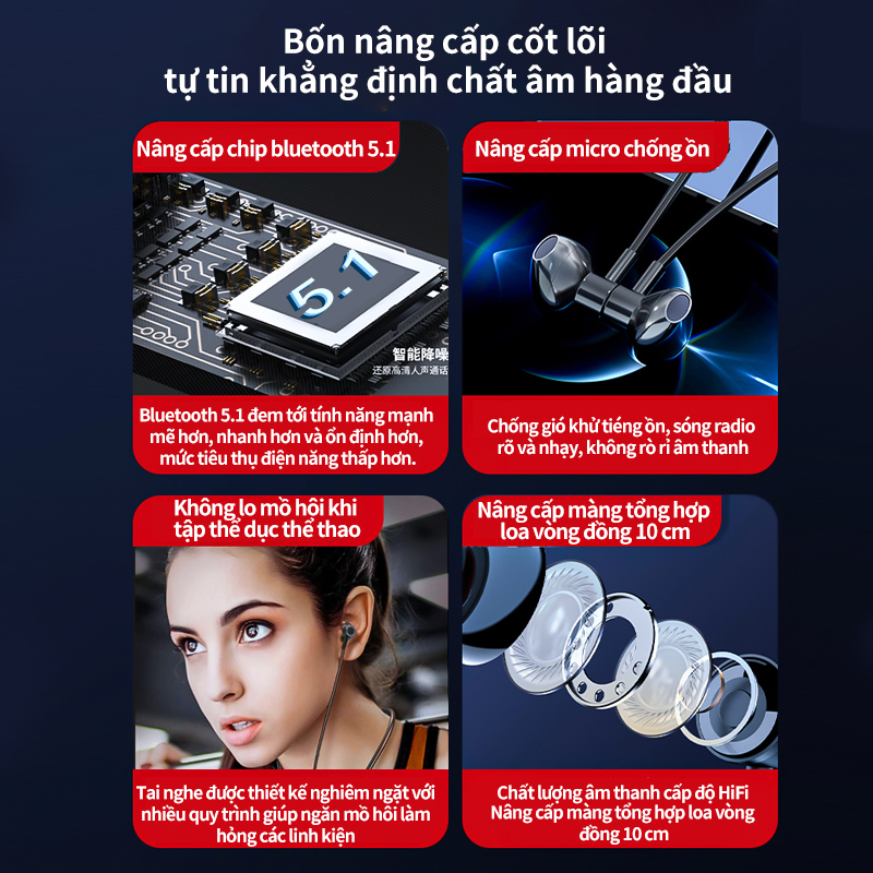 Tai nghe bluetooth không dây có micro Thời gian chờ cực dài lên tới 120 giờ,Gọi chống ồn Chất lượng âm thanh HIFI chân thực,Sạc siêu nhanh