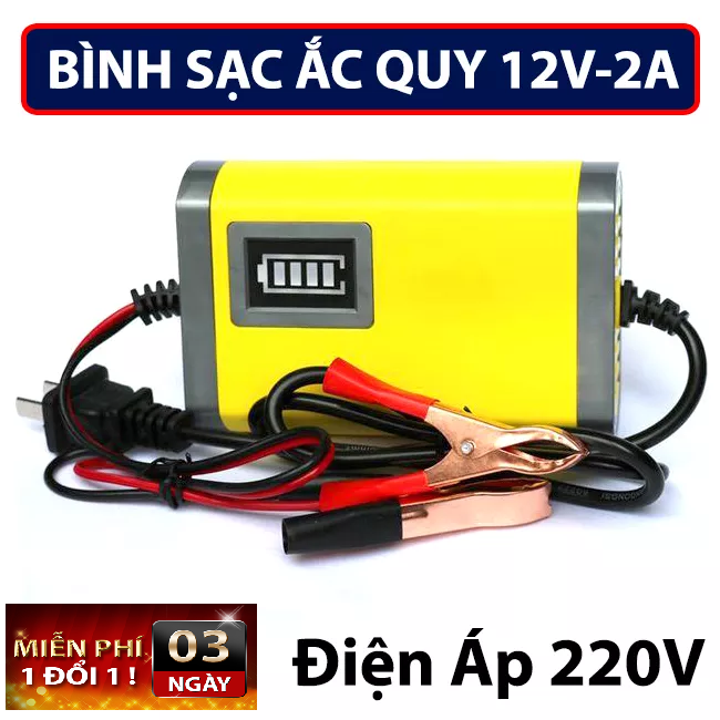 Bộ sạc bình acquy 12v 2A thông minh cho xe máy, kích thước nhỏ gọn tiện lợi, SẠC bình ắc quy 12v, Sạc Acquy 12V 2a Nguồn Xung ổn Định Thích Hợp Sạc Bình Khô Và Bình Nước Từ 2ah-20AH