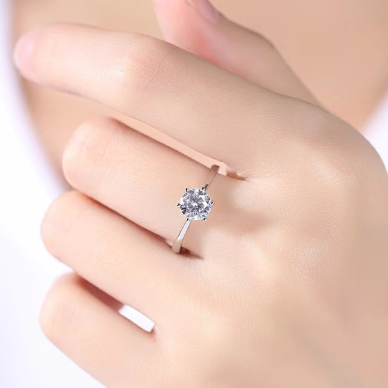 Nhẫn cặp đôi nam nữ bạc S925 đính đá thời trang freesize