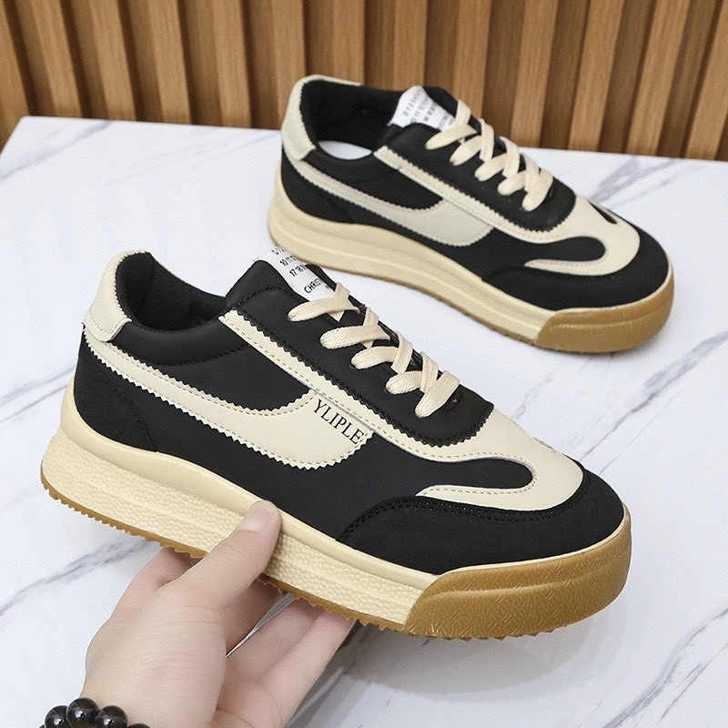 Giày sneaker nữ đế pha hot trend 2 màu nâu,đen