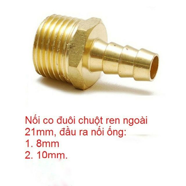 Đầu Nối Ren Ngoài 15, 21, 1/2 Thu Đuôi Chuột 8, 10 Bằng Đồng