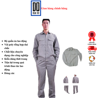 Bộ quần áo bảo hộ lao động màu ghi xám vải kaki nam định cao cấp kshield thumbnail