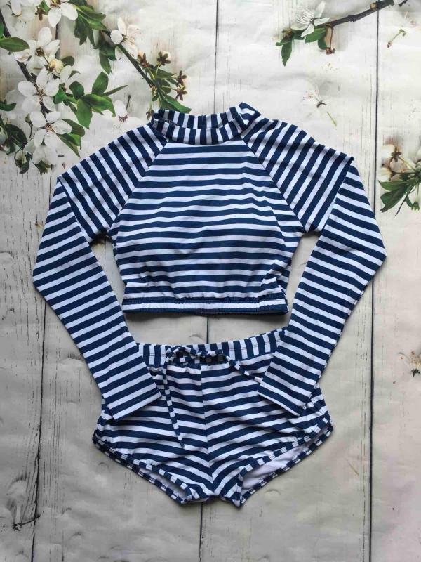 Nơi bán Bikini tay dài sọc trắng xanh