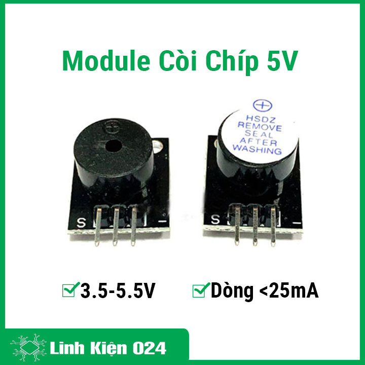 Module còi chíp 5V dùng trong các thiết bị còi cảnh báo, báo động,..