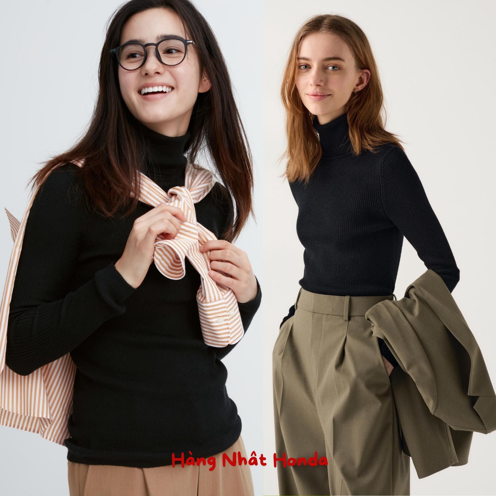 [Auth UniqIo] Áo Len Ôm Dáng Cổ Lọ Siêu Mịn Merino Nữ - Tag Nhật