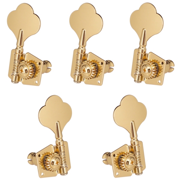 1 Set of 5Pcs Gold Open 5 Strings Bass Guitar Tuning Pegs Tuners Machine Heads Musical Instrument Accessories Parts