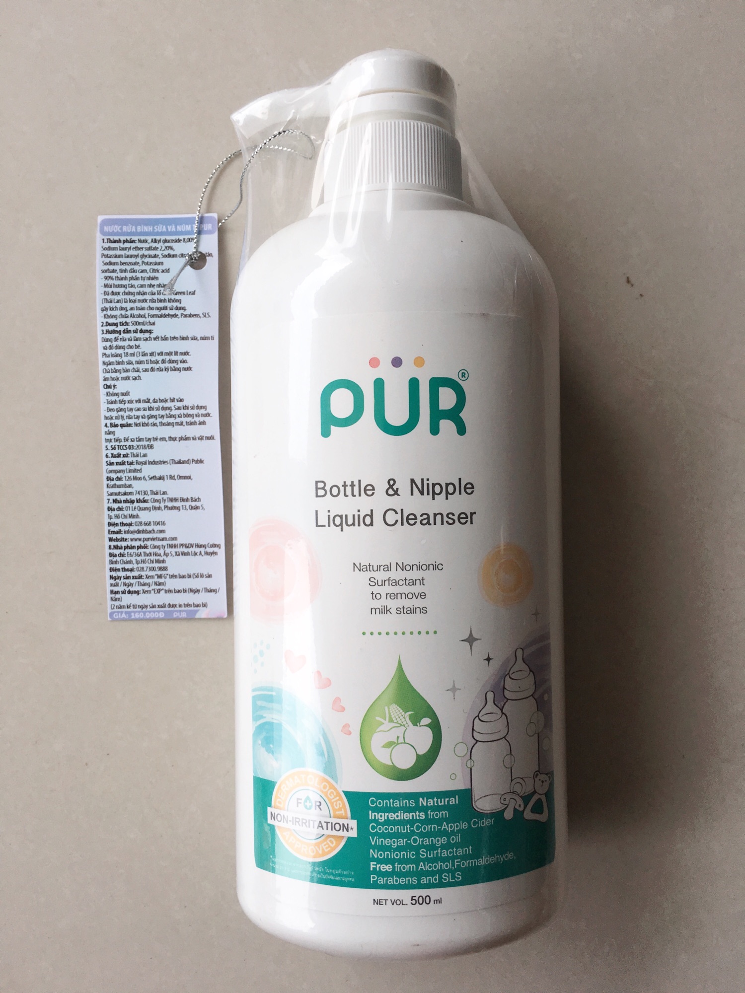 [HCM]Nước rữa bình sữa Pur 500ml