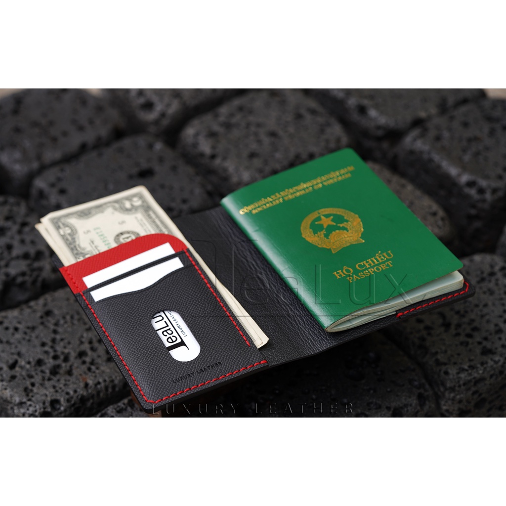 Ví DA Đựng Hộ Chiếu Da Epsom Handmade LEALUX Passport Wallet