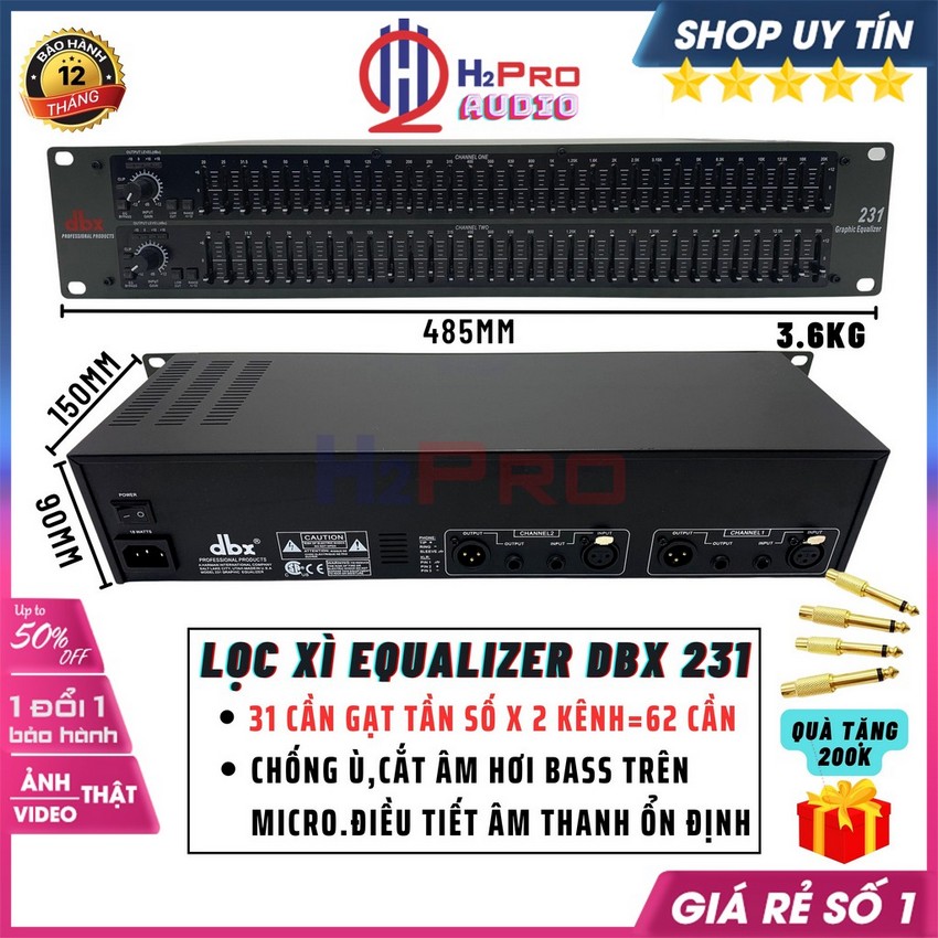 Lọc Xì Âm Thanh Dbx 231 Cho Karaoke-Nghe Nhạc, 62 Cần Cân Chỉnh Sắc Nét Từng Âm Thanh, Quà 200K 4 Jack 6 Ly-H2Pro Audio