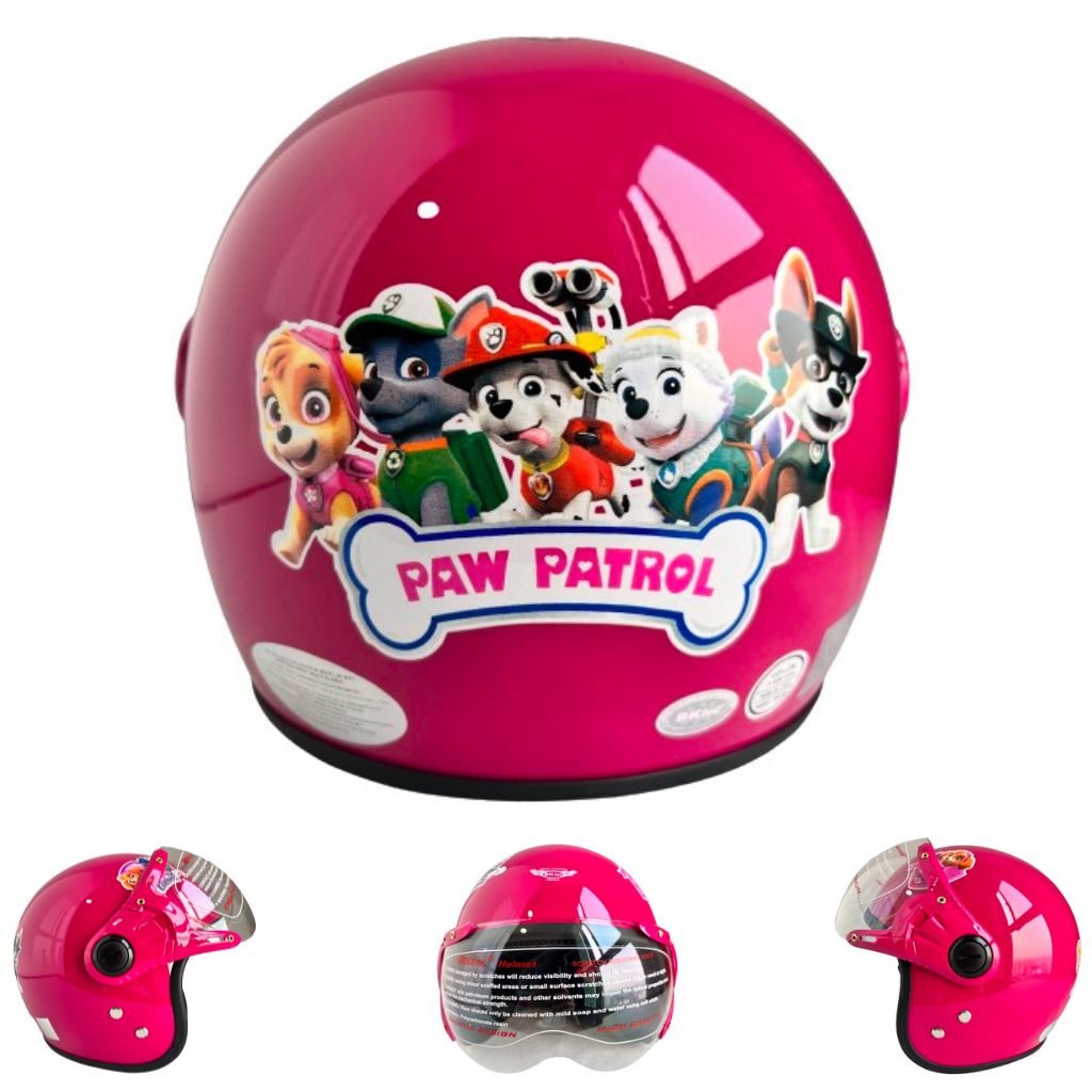 Mũ bảo hiểm trẻ em trùm 3/4 đầu dành cho bé từ 4 đến 8 tuổi - Vòng đầu 50-52cm - Phù hợp với bé nặng dưới 25kg - BKtec BK32 – Tem hồng đào đội chó cứu hộ  - Hàng chính hãng - Bảo hành 12 tháng