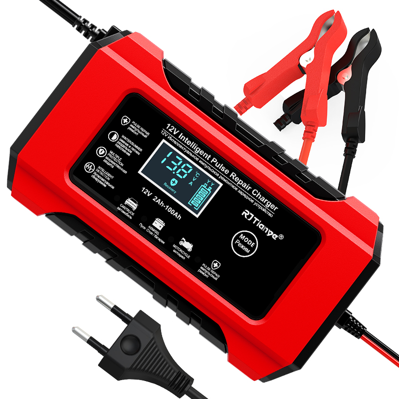 [MÀU ĐỎ] Sạc bình ac quy 12v TIANYE từ 4Ah-100Ah có chức năng phục hồi acquy bằng khử sunfat, thông minh tự ngắt khi đầy, chống ngược cực - Sạc acquy xe máy , acquy ô tô