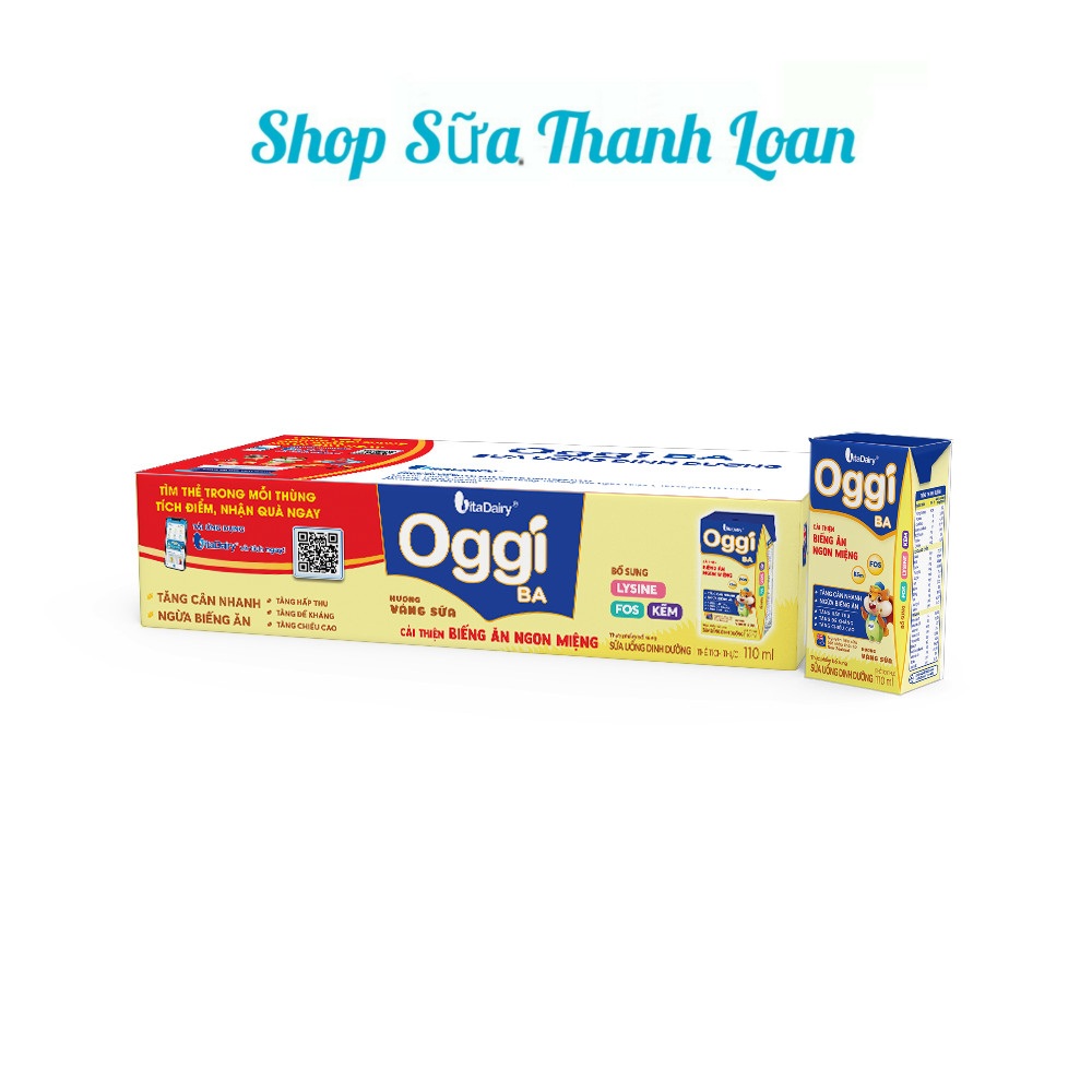 Thùng 48 hộp sữa bột pha sẵn oggi biếng ăn hương váng sữa 110ml.