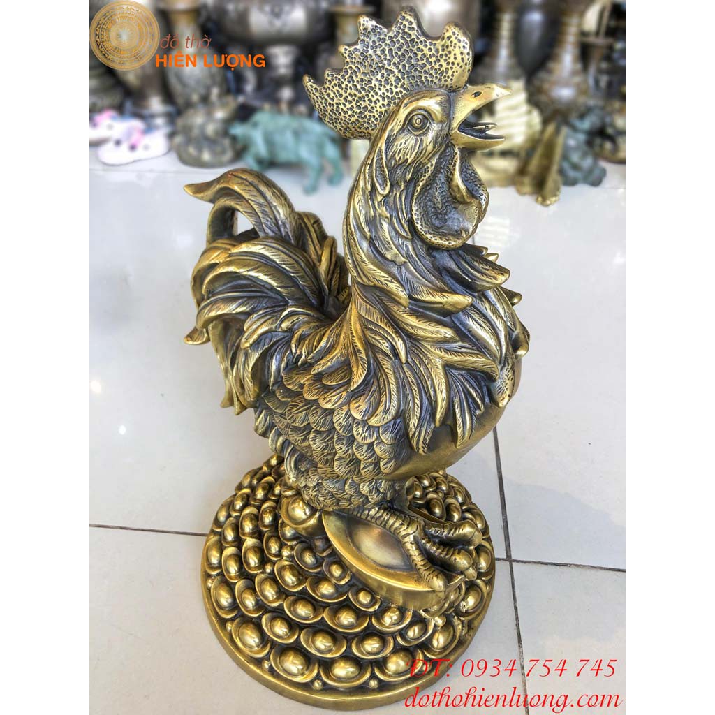 Tượng Gà Trống Bằng Đồng Tài Lộc Cao 40cm Nặng 6kg