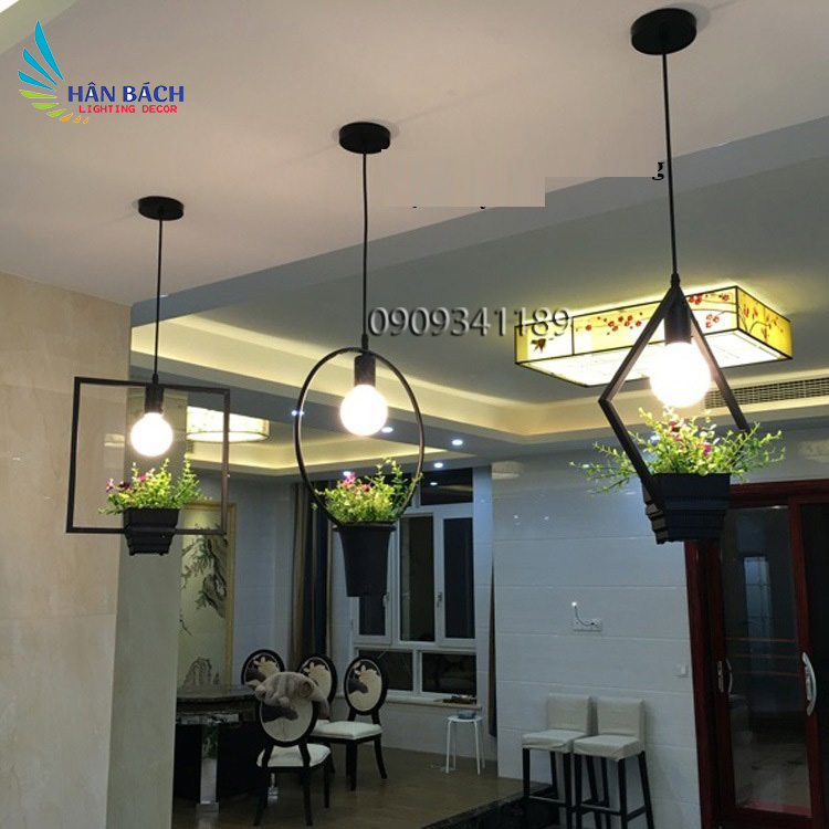 [HCM]Đèn trang trí hình học không gian giỏ cây HB828