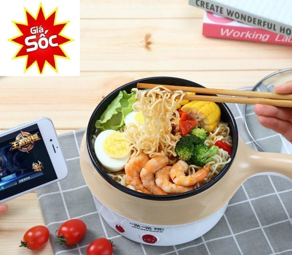 nồi hấp điện, nồi hấp mini cho bé, nồi hấp 2 tầng, noi hap Nồi lẩu điện mini đa năng 2 tầng kèm xửng hấp inox cao cấp có tay cầm tiện dụng, sản phẩm thiết yếu cho mọi gia đình