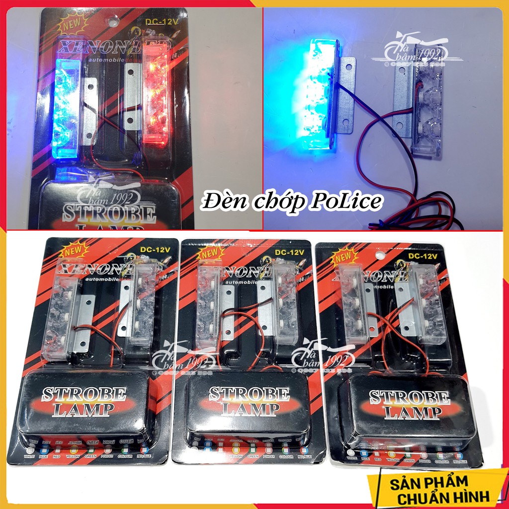 Đèn chớp 3 bóng (1 bộ 2 vỉ led 3 bóng), Đèn Police 3 bóng