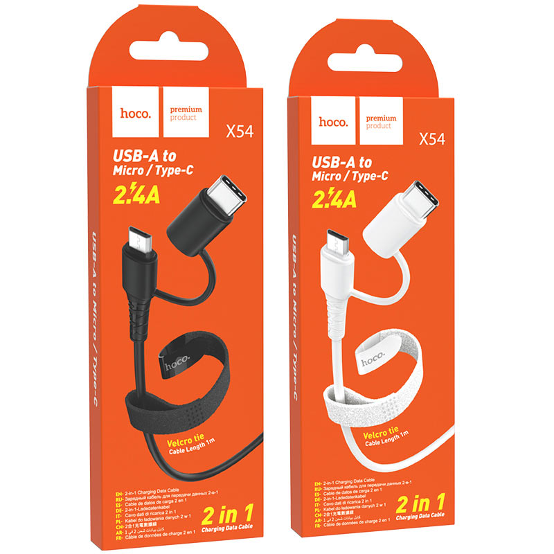 Cáp 2 in1 Micro/Lightning và  Micro/Type C HOCO X54