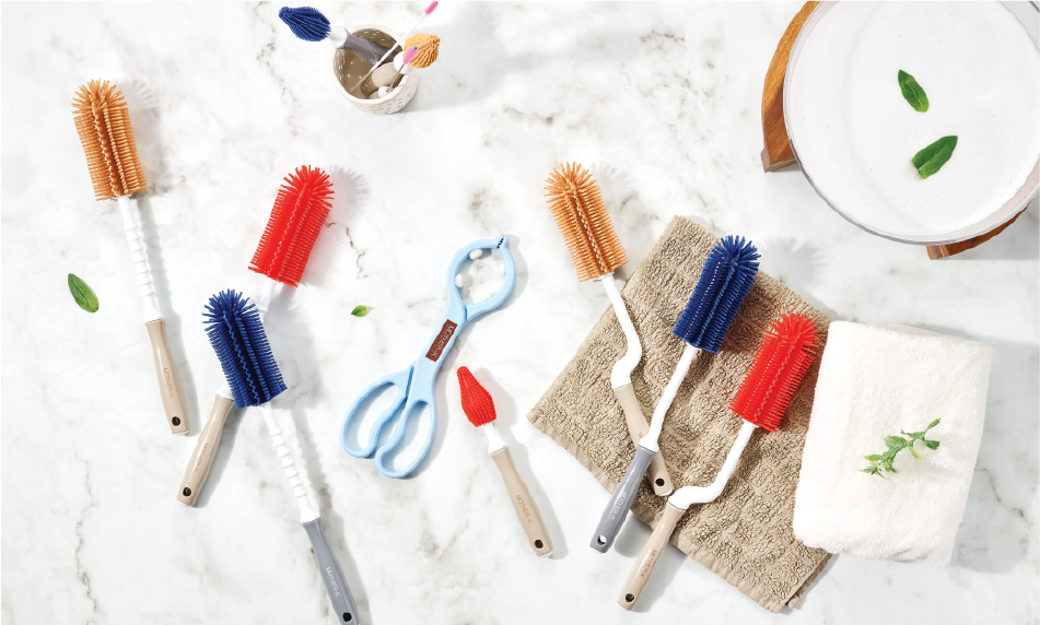 BỘ CHỔI CỌ SILICONE MOTHER-K HÀN QUỐC (VÀNG)