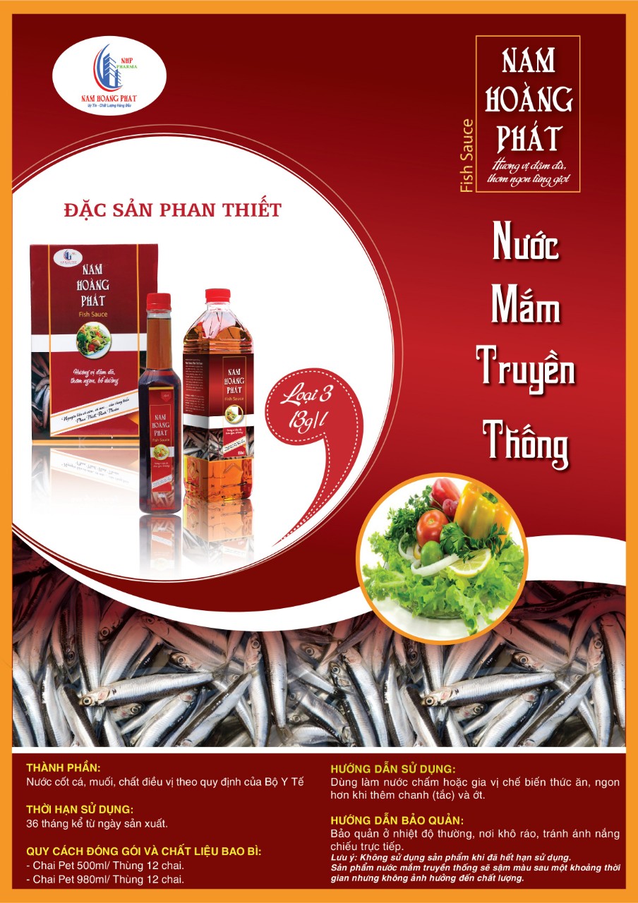 Nước mắm Truyền thống Phan Thiết - NAM HOÀNG PHÁT LOẠI III 13N - Chai nhựa 980 ml (Quy cách Thùng 12 chai)