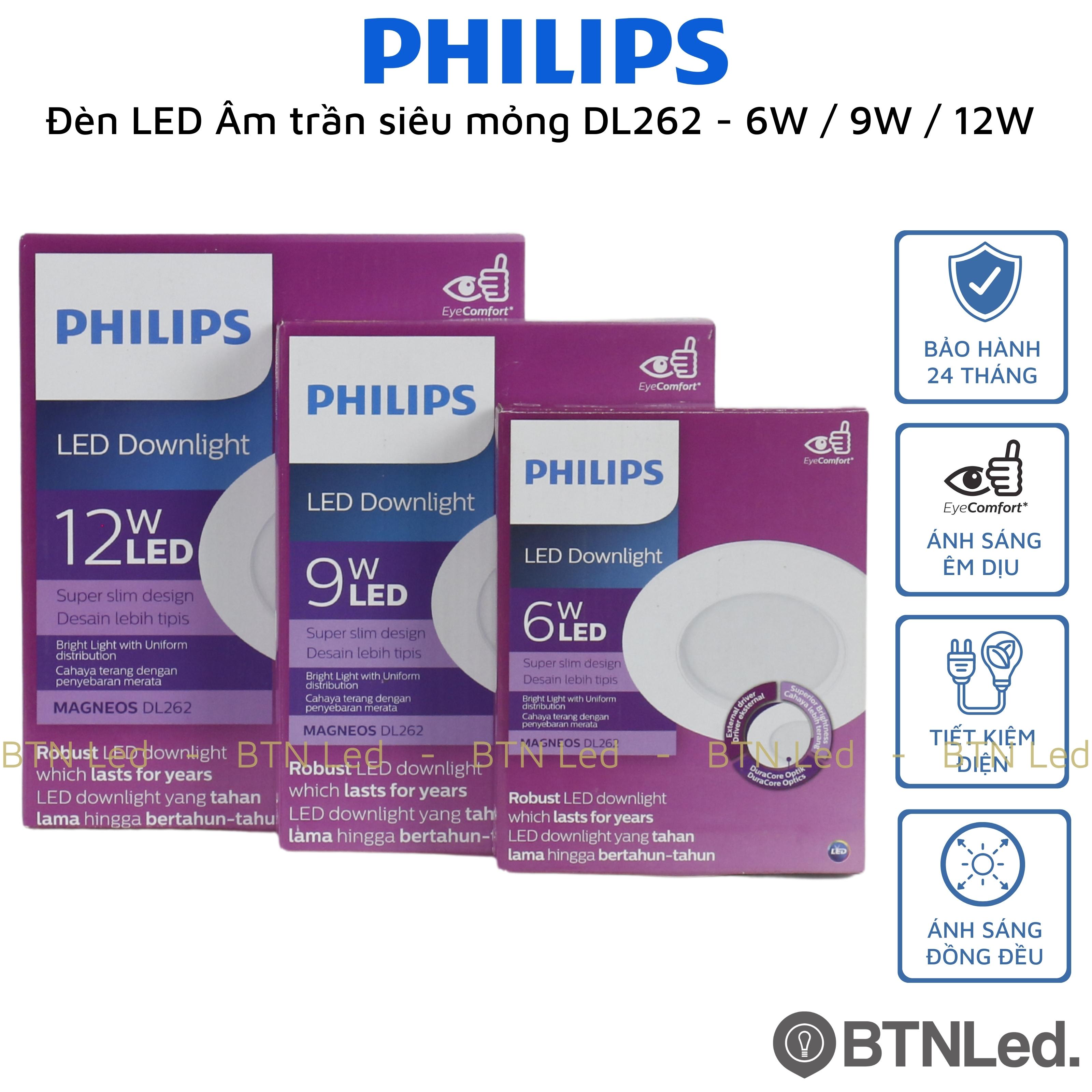 Đèn LED âm trần siêu mỏng Philips DL262 (6W / 9W /12W) - Bảo hành 24 tháng