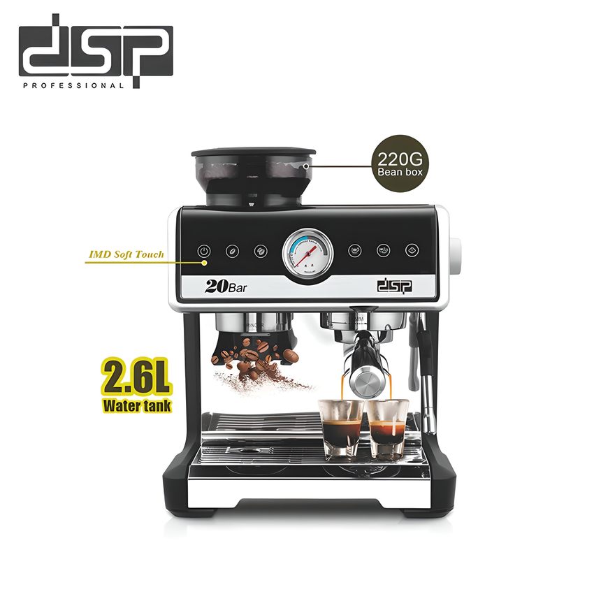 Russian DSP ka3107 4-in-1 semi-auto coffee maker with 20 levels of coffee grinder 2250W power-12 months warranty authentic