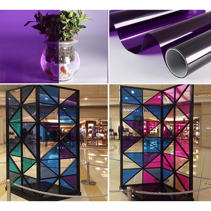 1 mét decal giấy dán kính màu tím khổ 45cm keo sẵn