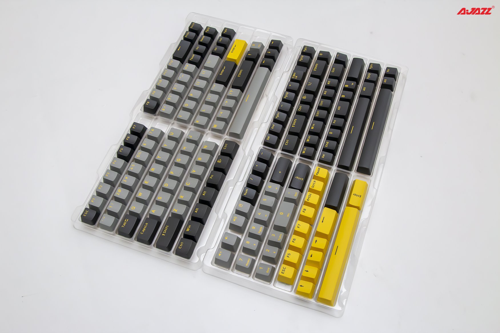 Bộ Keycap AJAZZ Black - Yellow 166 phím (Chất liệu PBT / DoubleShot /OEM Profile )