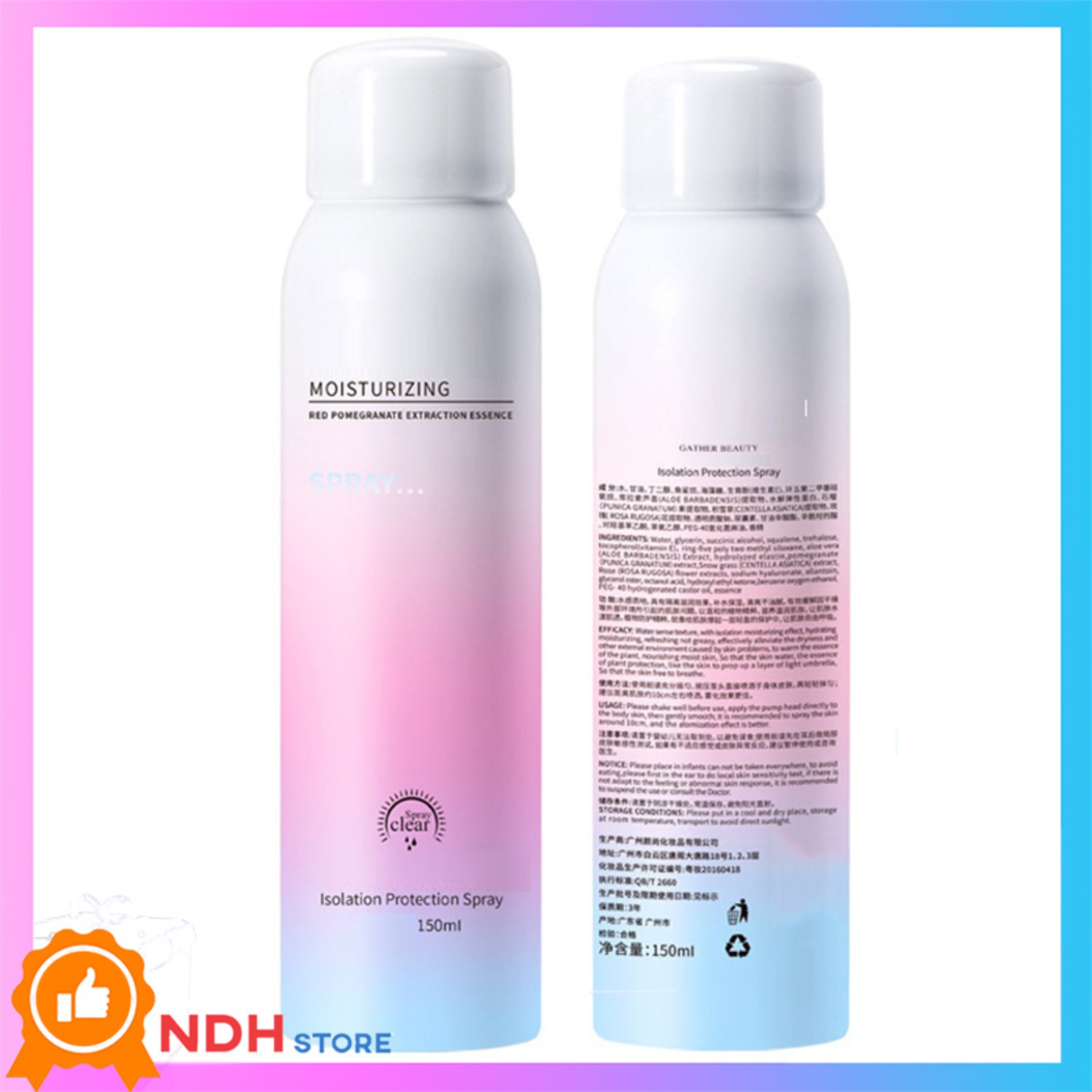 CHAI XỊT TRẮNG DA DẠNG PHUN SƯƠNG, CHỐNG NẮNG FPS 30+ Khả năng chịu nước, chống mồ hôi, không dầu_Xịt chống nắng, Cushion, phấn nước