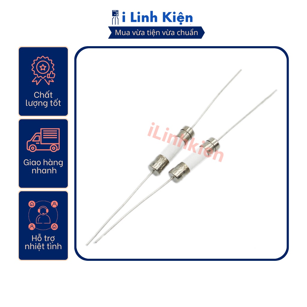 Cầu chì bếp từ chân cắm loại sứ 5x20mm cao cấp.