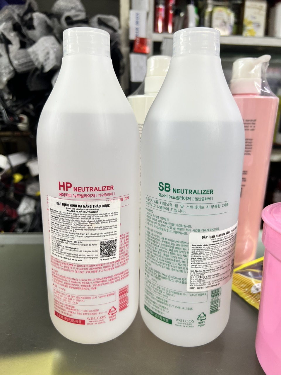 Thuốc Dập uốn tóc số 2 Welcos Neutralizer 1000g Đỏ - Xanh