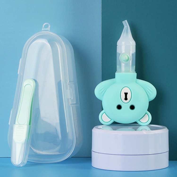 Dung cụ hút mũi lấy gỉ mũi cho bé hình gấu cute dễ thương, tiện lợi, bộ dụng cụ hút mũi bằng bóp tay cao cấp - Hồng/Xanh