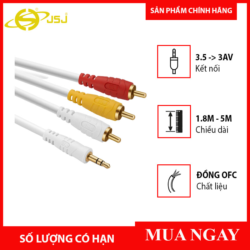 [HCM]Dây Tín Hiệu 6 Đầu Bông Sen ( RCA ) Dài 5m JSJ-6431