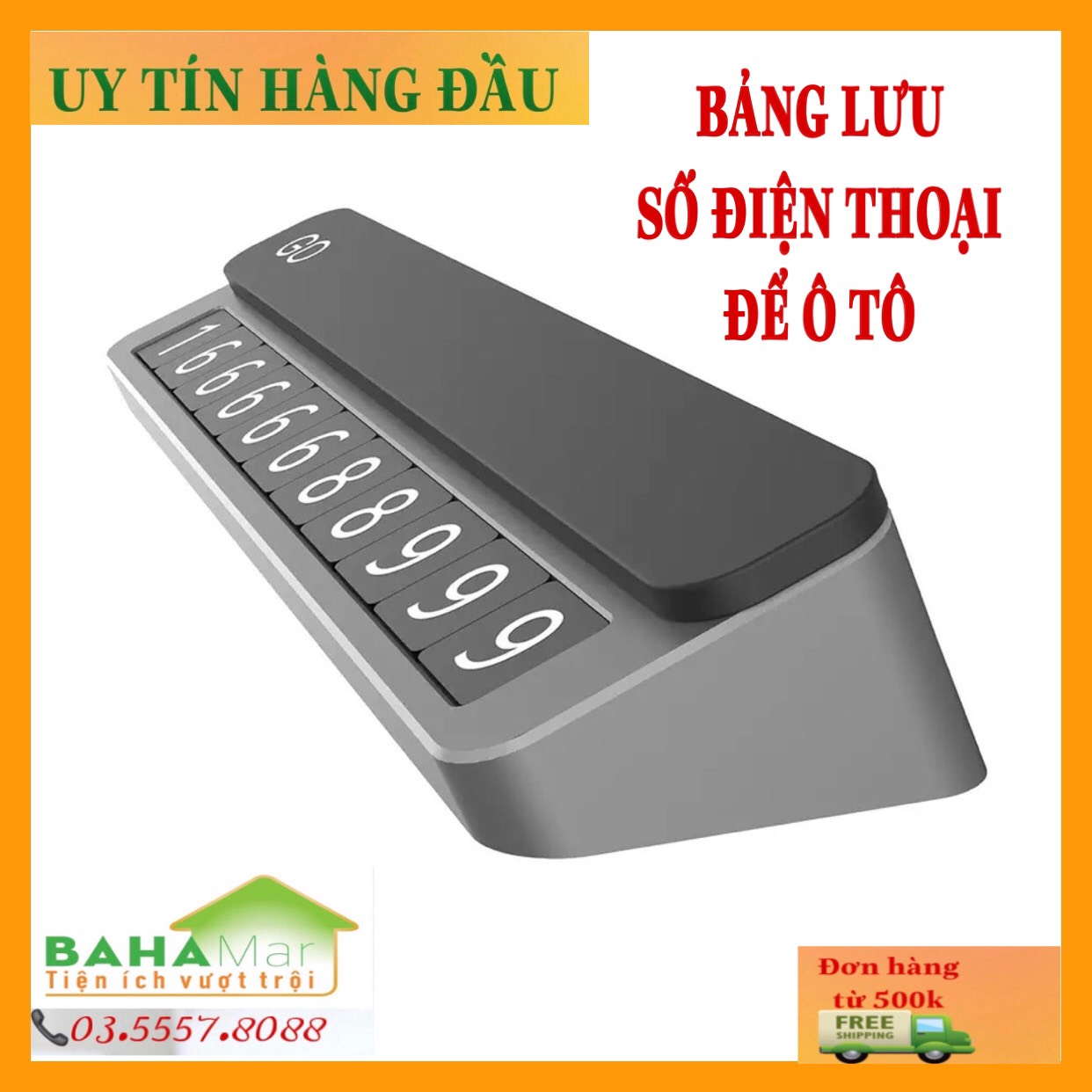 THẺ LƯU SỐ ĐIỆN THOẠI DOKIY TRÊN XE HƠI BẰNG HỢP KIM SIÊU ĐẸP "BAHAMAR" (Có thể dùng làm biển số tạm thời khi cần)! gắn trên táp lô hay kính xe như một vật dụng trang trí cho không gian xe