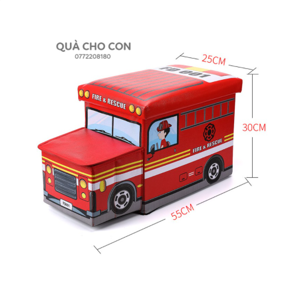Thùng đựng đồ chơi hình ô tô kiêm ghế ngồi cho bé - giỏ, túi vải đựng quần áo