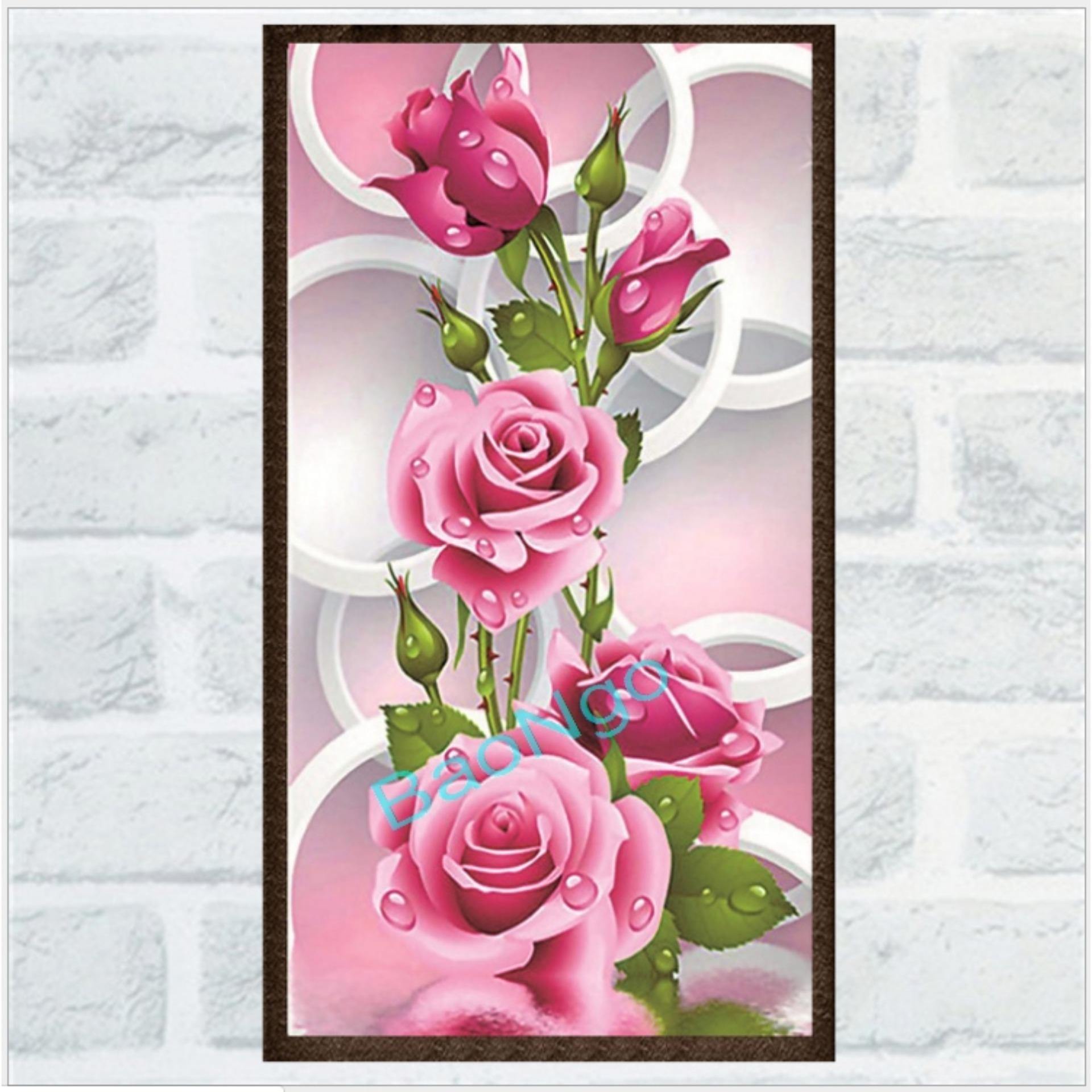 Tranh đính đá Hoa hồng Bảo Ngọc