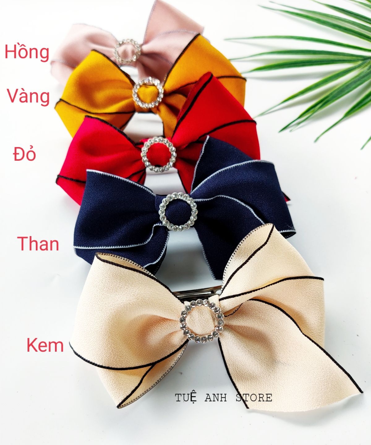 B416 Cặp tóc nơ đuôi đính đá