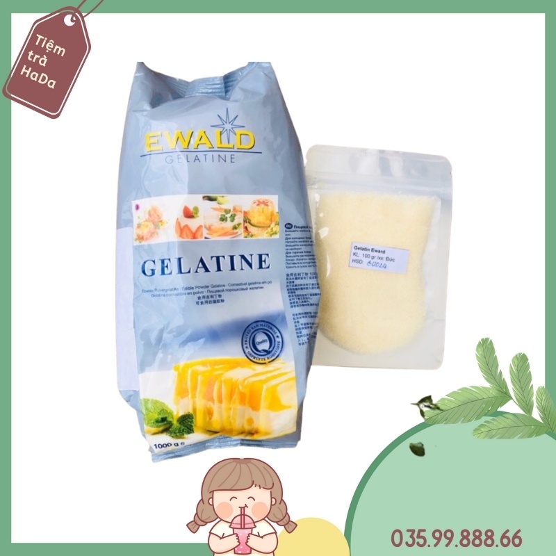 Bột Gelatin Ewald Đức (100g) nấu chè khúc bạch, làm kẹo, bánh