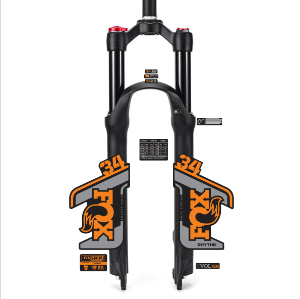 tem decal dán phuộc xe đạp địa hình Fox rhythm 34 2021 | cheetahdecals.com