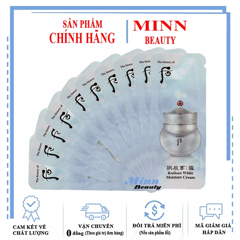 Combo 30 Gói Sample Kem Dưỡng Trắng Giảm Thâm Nám Whoo Radiant White Moisture Cream 1ml x30