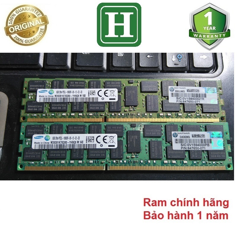 Ram Server DDR3L 8GB ECC REG bus 1333 /10600R tháo máy bảo hành 1 năm không dùng cho máy bàn PC thường